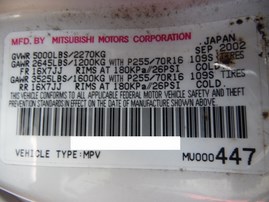 2003 MITSUBISHI MONTERO SPORT LIMITED WHITE 3.5L AT 2WD 173841